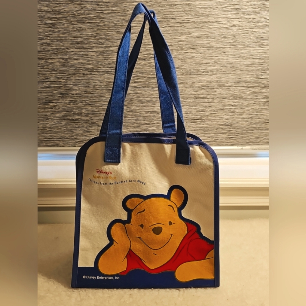 Vtg Disney Winnie the Pooh Tote Canvas  Bag New Lessons From The Hundred Acre